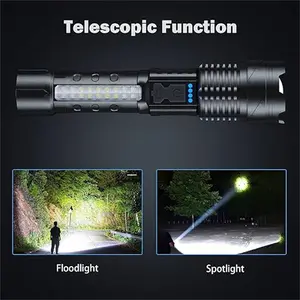 Outdoor strong light flashlight/Waterproof flashlight A76 /OLIGHTS/Lighting more 1 Mile/7 modes USB rechargeable,/emergency lighting white LED flashlight with red and blue alarm lights and COB work light mountain climbing Outdoor family night road