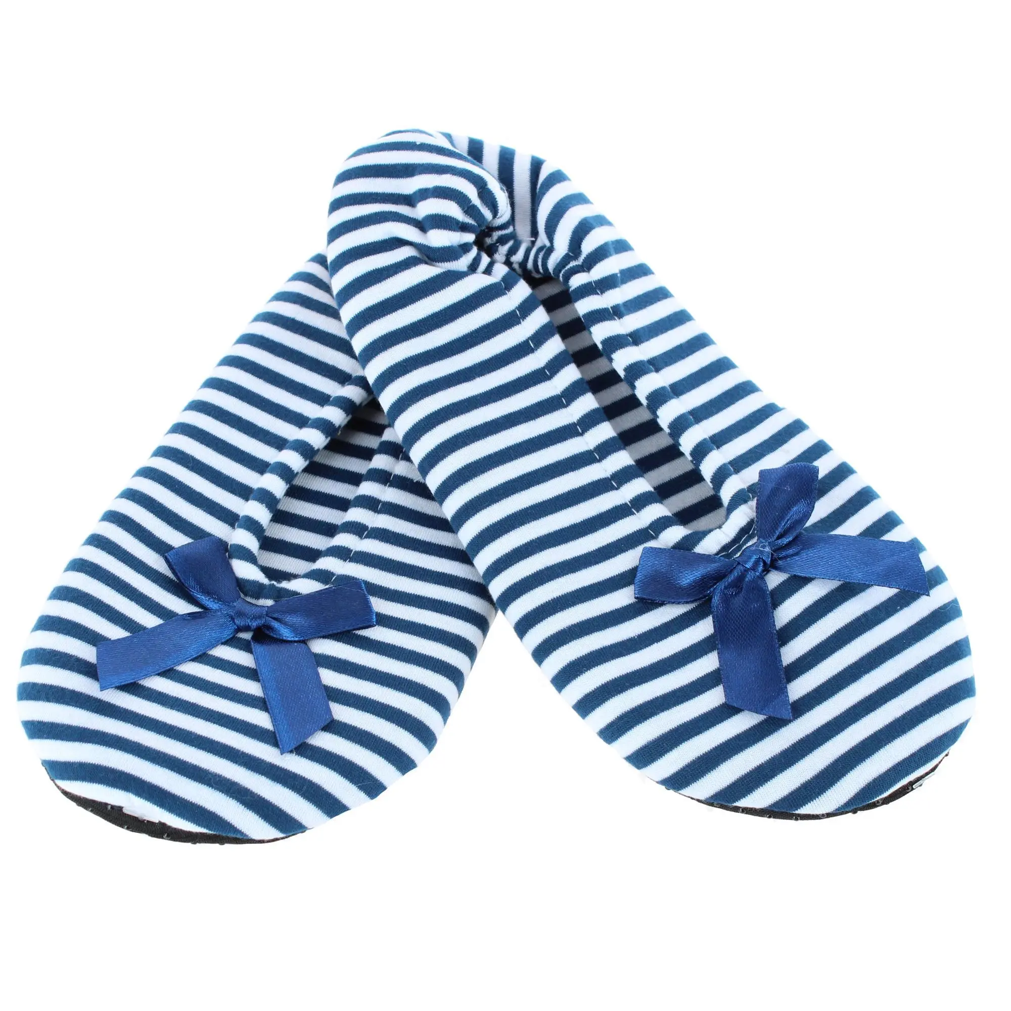 CTM Women's Striped Ballerina Slipper House Shoe by Wootie, Ballerina Slippers