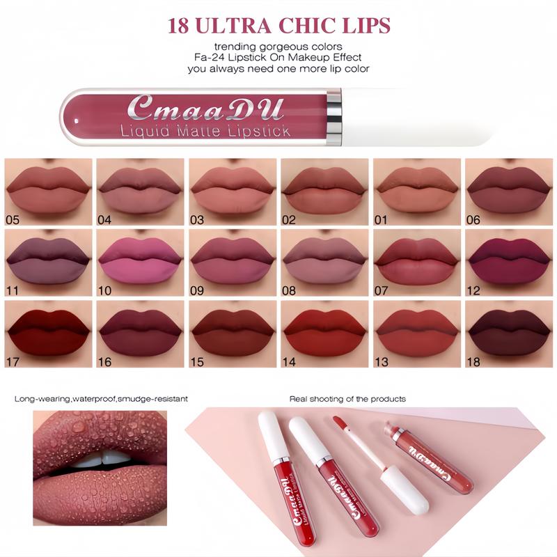 10Pcs Matte Lip Glaze Long Lasting Glossy Waterproof Lipstick Nonstick Easy To Apply Long Lasting Makeup Lipgloss For Beginners Beauty Cosmetic