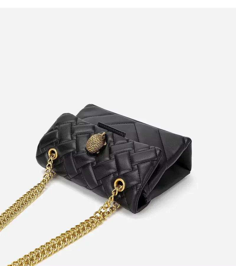 Women's Black Hedgehog Motif Chain Small Envelope Bag - Crossbody ...
