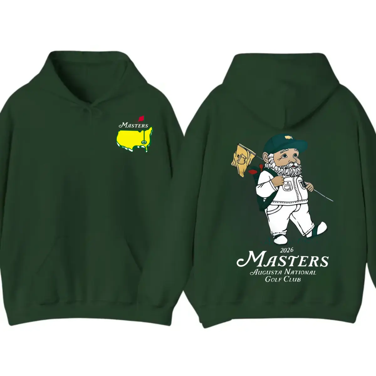 Masters 2026 Augusta National Golf Club Hoodie, Funny Gnome Graphic Pullover Hoodie, Premium Cotton Fleece, Unisex Sportswear Gift For Golfers