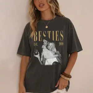 Personalized Bestie Shirt with Photo, Custom Best Friend T-Shirt for Women, Comfort Colors Vintage Friendship Gift, BFF Birthday Present, Aesthetic Matching Bestie Tee, Unisex Memorial Gift for Cousin