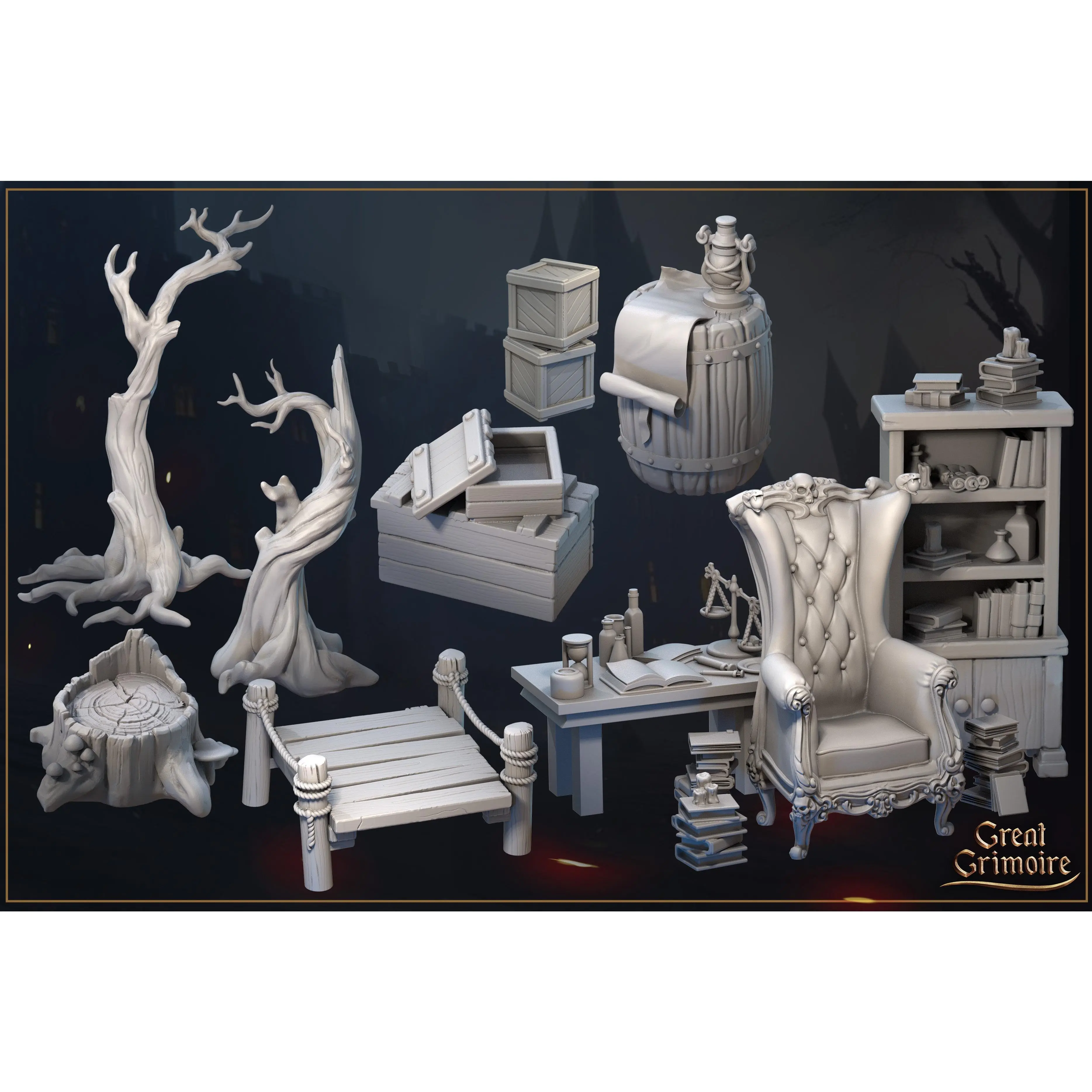 Terrain Starter Pack Tabletop D&D Fantasy Resin Printed Decor Ornaments