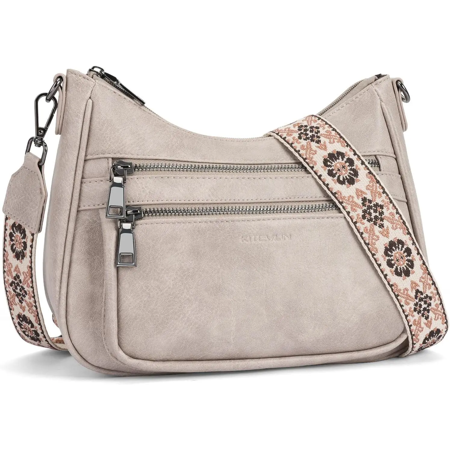 Crossbody Bags for Women Leather Purse Trendy Multi Pocket  Handbags with Adjustable Guitar Strap