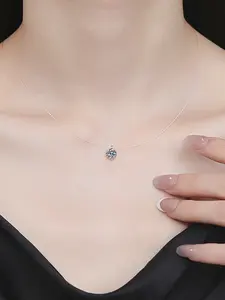 Super Shiny Mermaid Tear Invisible Fishing Line Necklace, European and American Fashionable Zircon Pendant Collar Chain, Versatile Design
