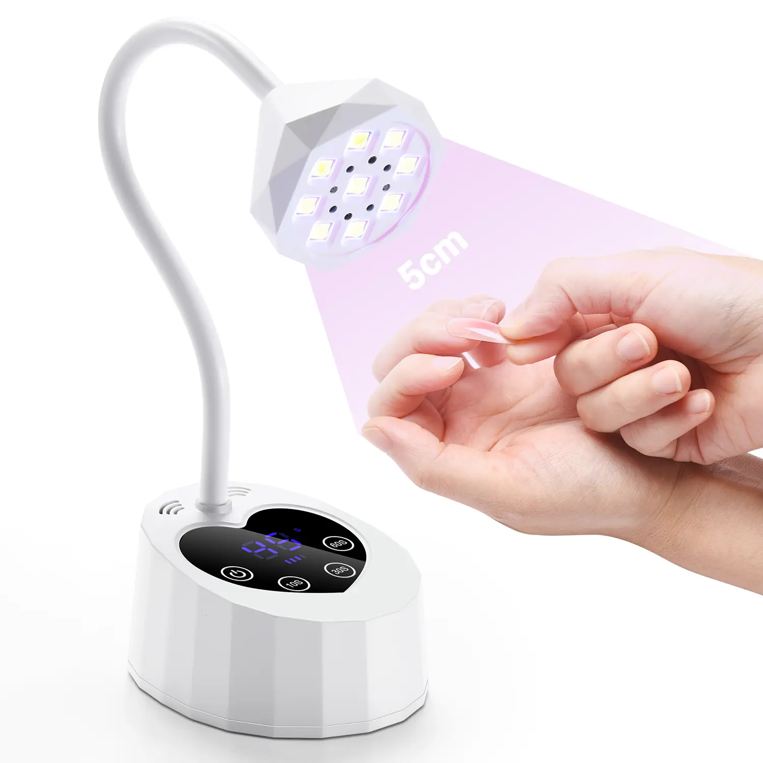 UV LED Nail Lamp Auto Sensor with 3 Timers,Cordless UV Light for Gel Nail Polish,Rechargeable Flash Cure Lamp,Quick Cure Gooseneck UV Lamp for Extension Acrylic Nail Tips Salon Home DIY