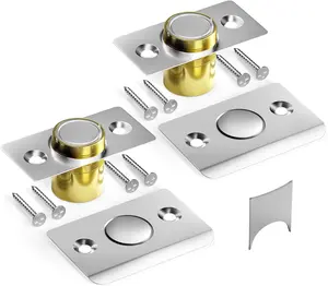 Silent Ball Catch, Adjustable Strong Magnet Door Catch，Using Noise Free, Replacing Door Ball Catch, with Identical Installation Dimension(2 Pack, Silver)