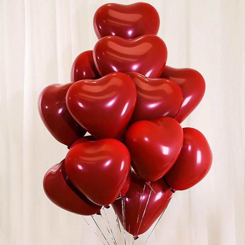 30 Romantic Heart Balloons, 10 Inch Latex Non-Burst Heart Balloons, Perfect for Valentine's Day, Reusable, Wedding, Birthday, Indoor Celebrations