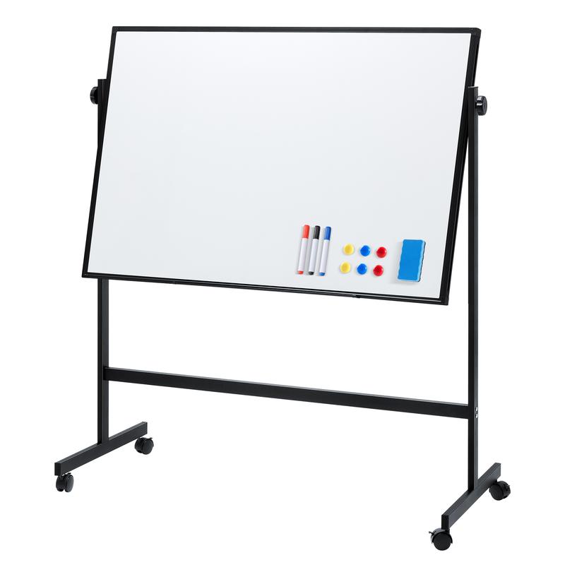 Rolling White Board on Wheels 48" x 32" Large Dry Erase Board with Stand for Home Office School Easy Install Strong Durable Double Sided Height Adjustable Flexible Mobile Use Wheels for Home Office Classroom