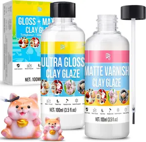 Air Dry Clay  Kit - 7oz Polymer Clay  & Varnish for Air Dry Clay - High Gloss & Matte Sealant, , Scratch-Resistant Finish for Pottery, Sculptures & Ceramics,  Clay Gloss