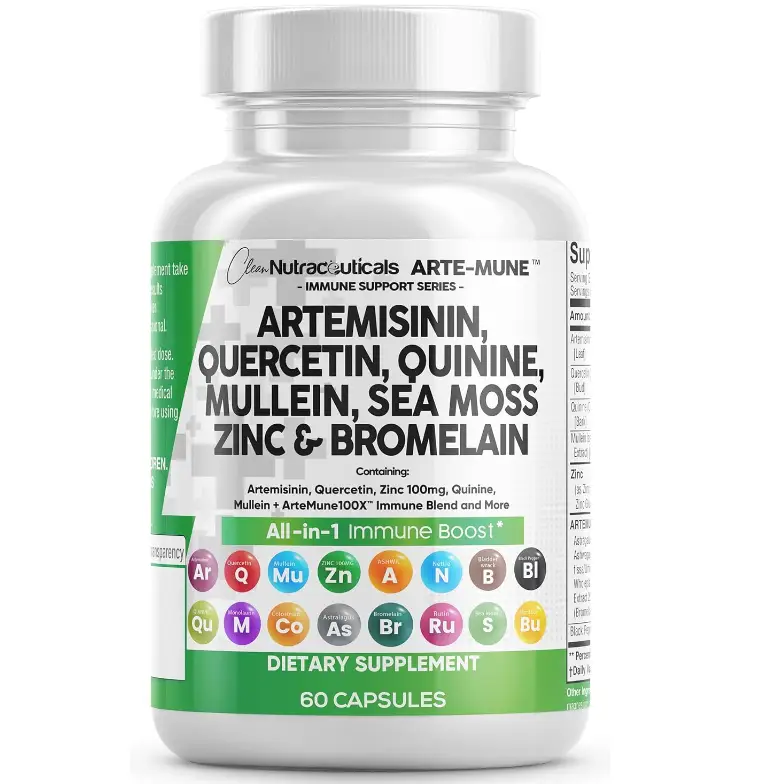 Arte-Mune Artemisinin Sweet Wormwood Mullein Quercetin Zinc Supplement Dietary Healthcare Fitness Edible