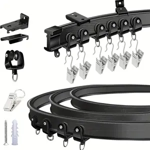 Flexible Bendable Curved Ceiling Curtain Track, Stainless Steel Clips, 3/5/6meters, L/u/circle Shape, RV Curtain Track System, DIY Room Divider