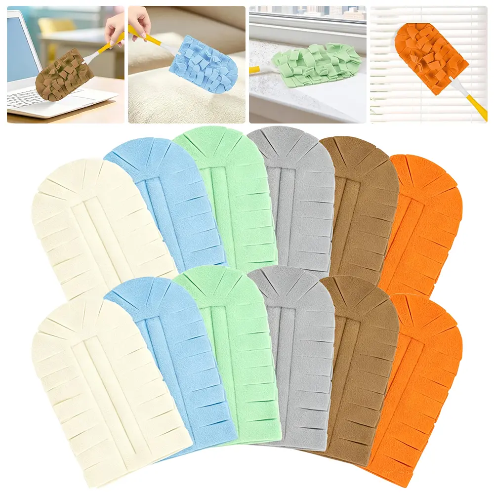 Pack of 12 Microfiber Reusable Duster Refills for Swiffer Duster, Washable Fleece Pads, 360° Multi-surface Dusters, Heavy Duty Duster Refills, Wet & Dry Use (excluding handle)