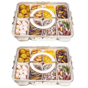 Divided Makeup Storage - Transparent Box with Lid and Handle for Vanity/Countertop & Portable Snack Trays. Ideal for Candies, Fruits, Nuts, Skincare, Brushes, Makeup Sets & Tools. Organiser