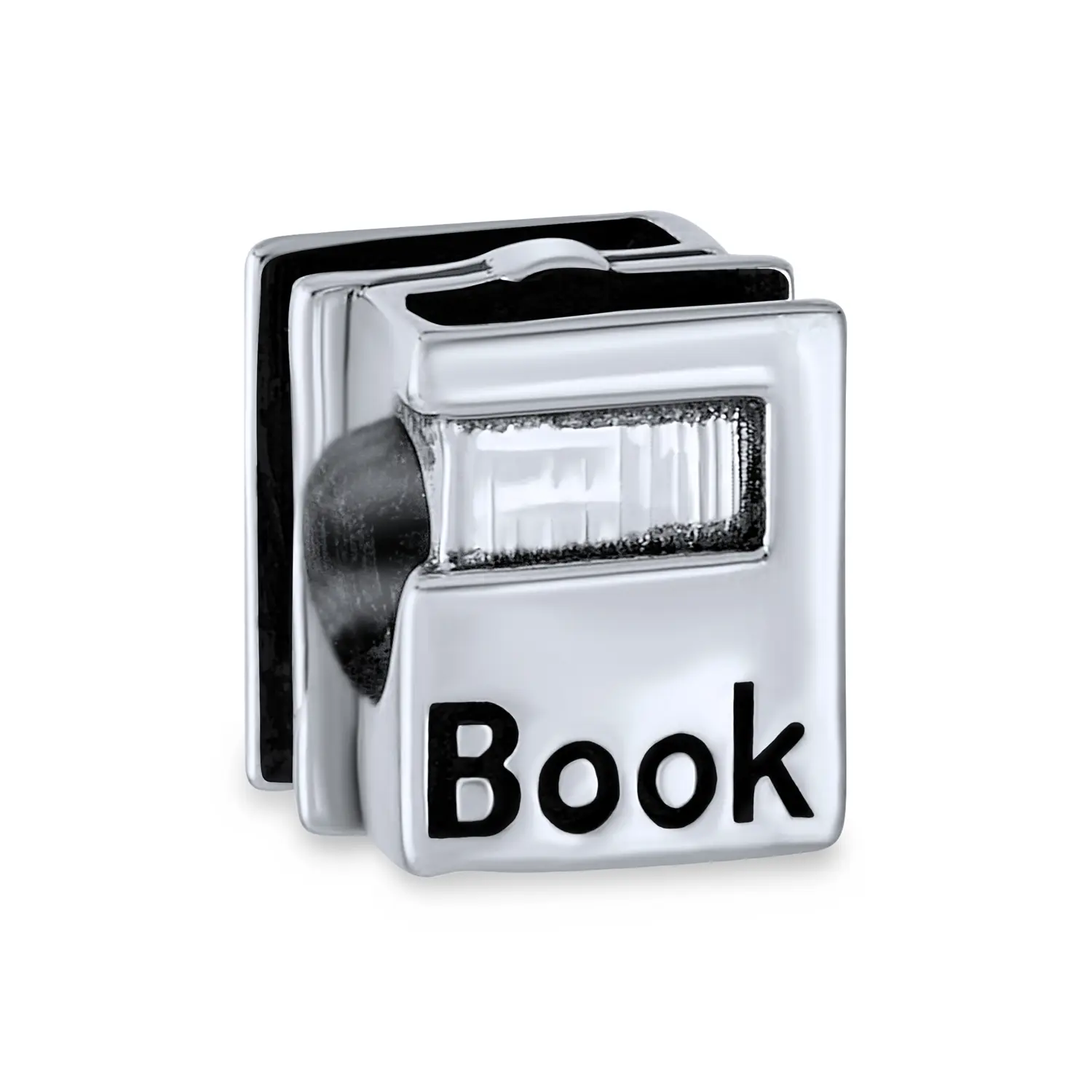 Sterling Silver Graduate Student Word Book Worm Reader Books Charm Bead Graduation for Bracelet