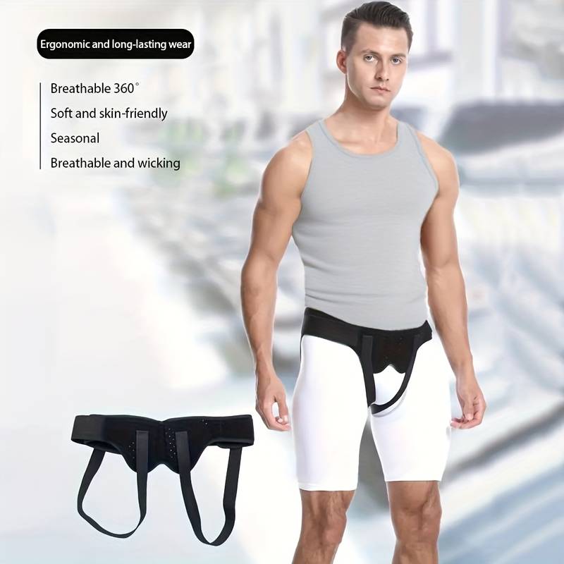1 Postoperative Hernia Belt, Featuring an Arched Design and Hernia Zone Technology - Heavy Compression, Suitable for Hernia Repair, Inguinal, Umbilical, and Umbilical Hernias, Hernia Surgical Grade Belt (Machine Washable) - Available in Black and White