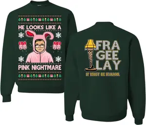 He Looks Like A Pink Nightmare Story Ugly Christmas Sweater Crewneck Sweatshirt