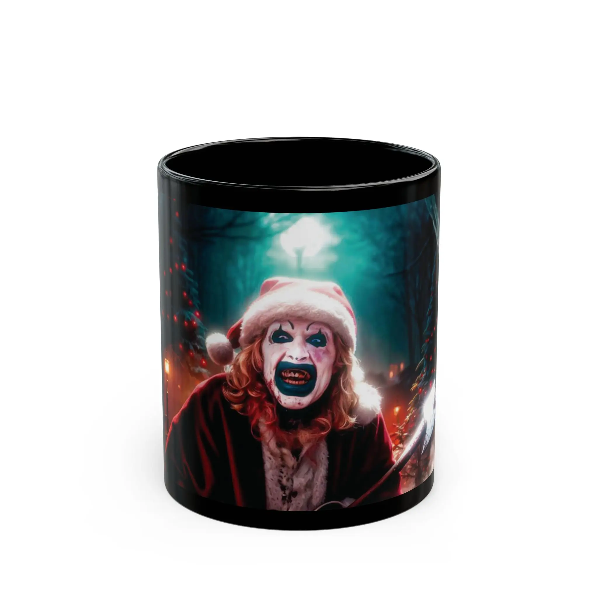 Terrifier Santa Claus Horror Mug | Creepy Christmas Black Ceramic Coffee Cup Scary Holiday Gift