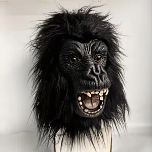 1PCS Halloween prank, funny, latex-made, mouth-open imitation gorilla, suitable for family gatherings, bar fun, masquerade parties, street style costumes, accessories, 14+ age recommended, machine washable