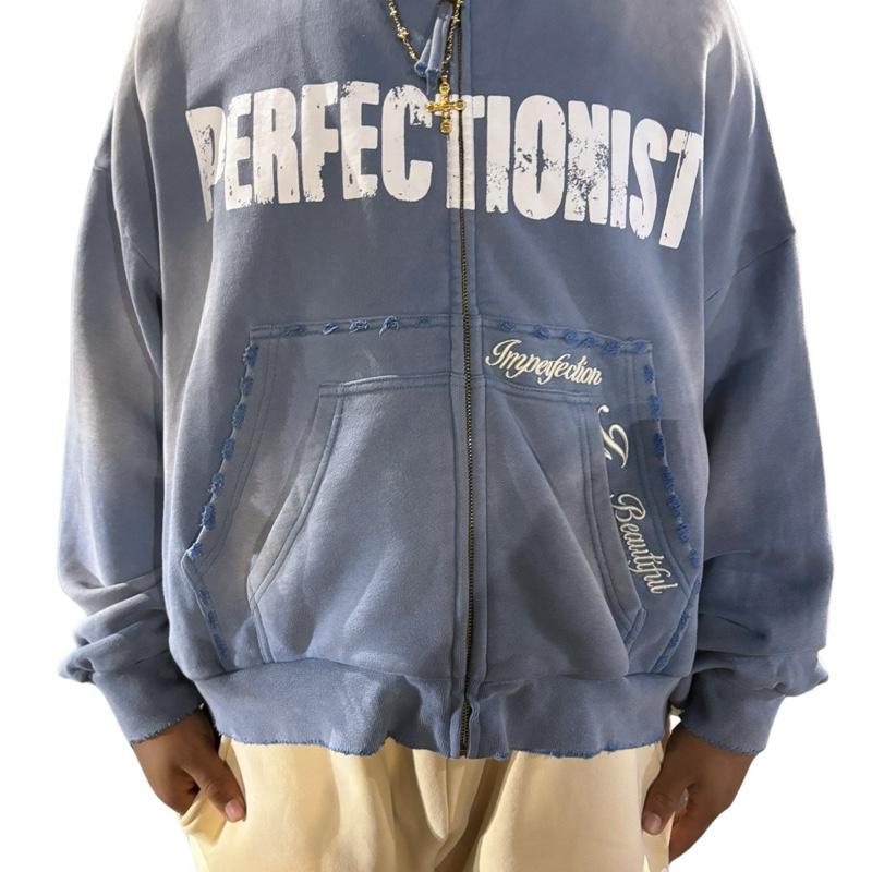 Powdered Blue Zip-Up Hoodie