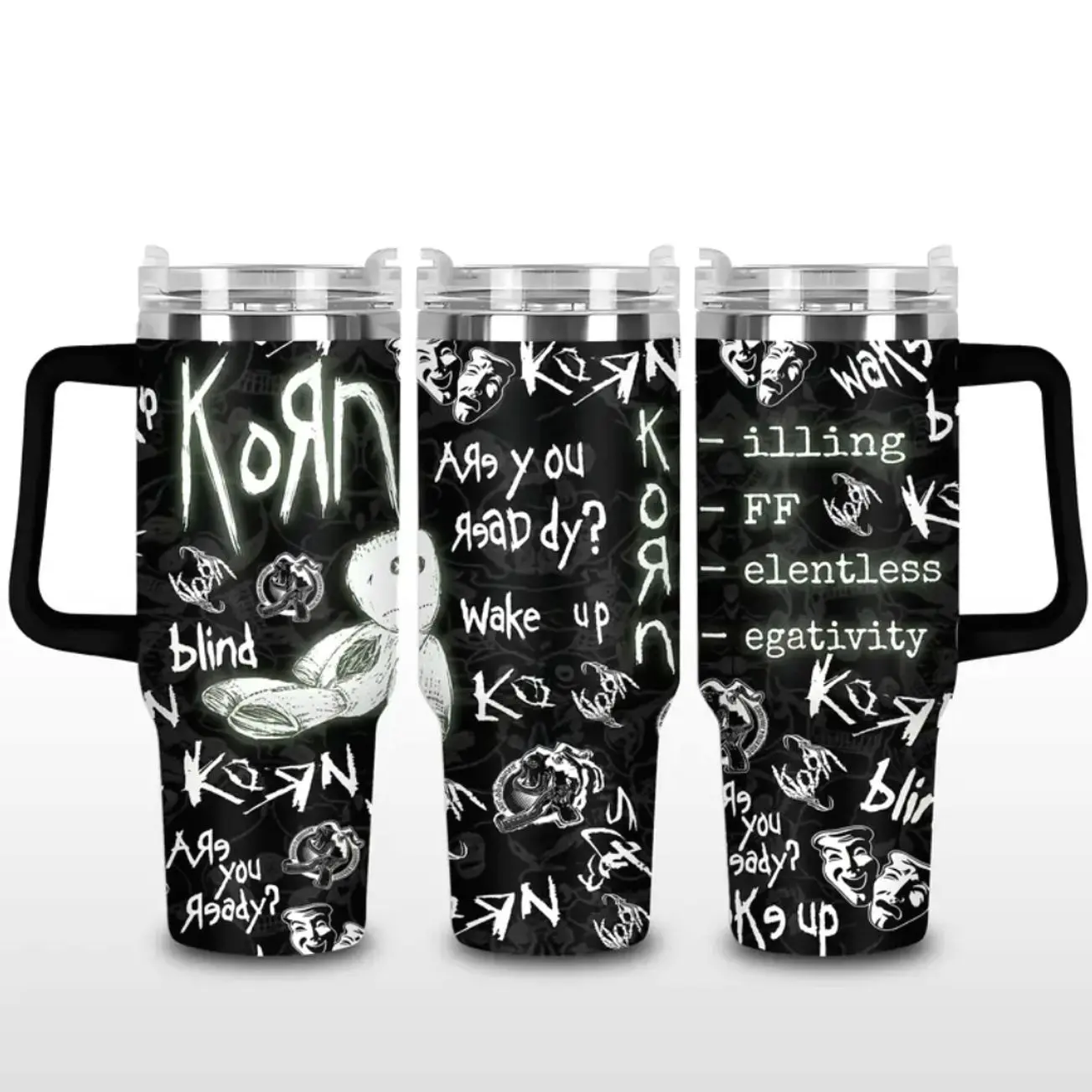 Korn Blind Era Inspired 20oz/30oz/40oz Stainless Steel Tumbler – Nu Metal Double Wall Vacuum Insulated Travel Mug, 90s Alternative Metal Fan Gift