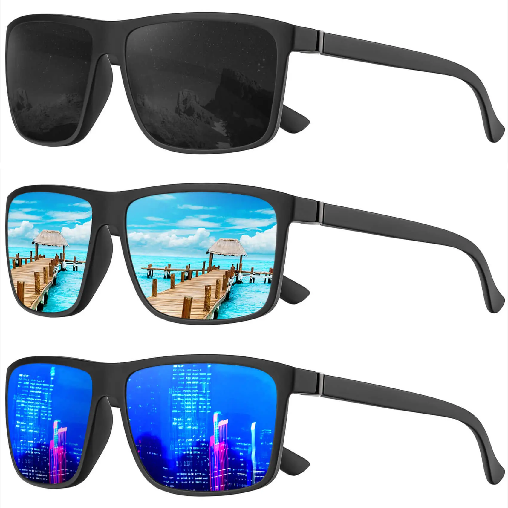 (3 Pack) Black/Ice Blue/Dark Blue