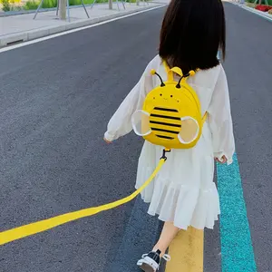 One-piece Cute Little Bee Cartoon Anti-lost Backpack with Leash for Boys and Girls