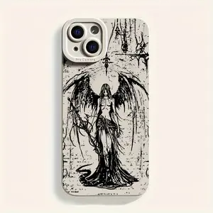 White Soft Angel Wings Full-Body Shockproof iPhone Case For Samsung Galaxy 22 23 24 25 5G lphone iPhone 17 ProMax Air 16 Plus 15 Pro Max 14 13 12 11 New Year, Valentine's Day, Graduation Ceremonies, And Wedding Gifts