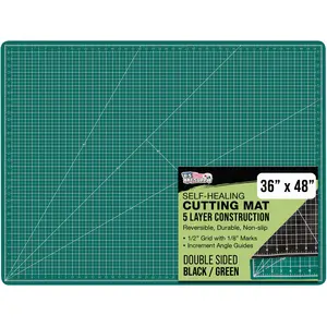 36" x 48" Self-Healing Cutting Mat 5-Ply - Double-Sided Green/Black Craft Mat, Non-Slip Cutting Mats for Crafts, Sewing, Quilting, Scrapbooking