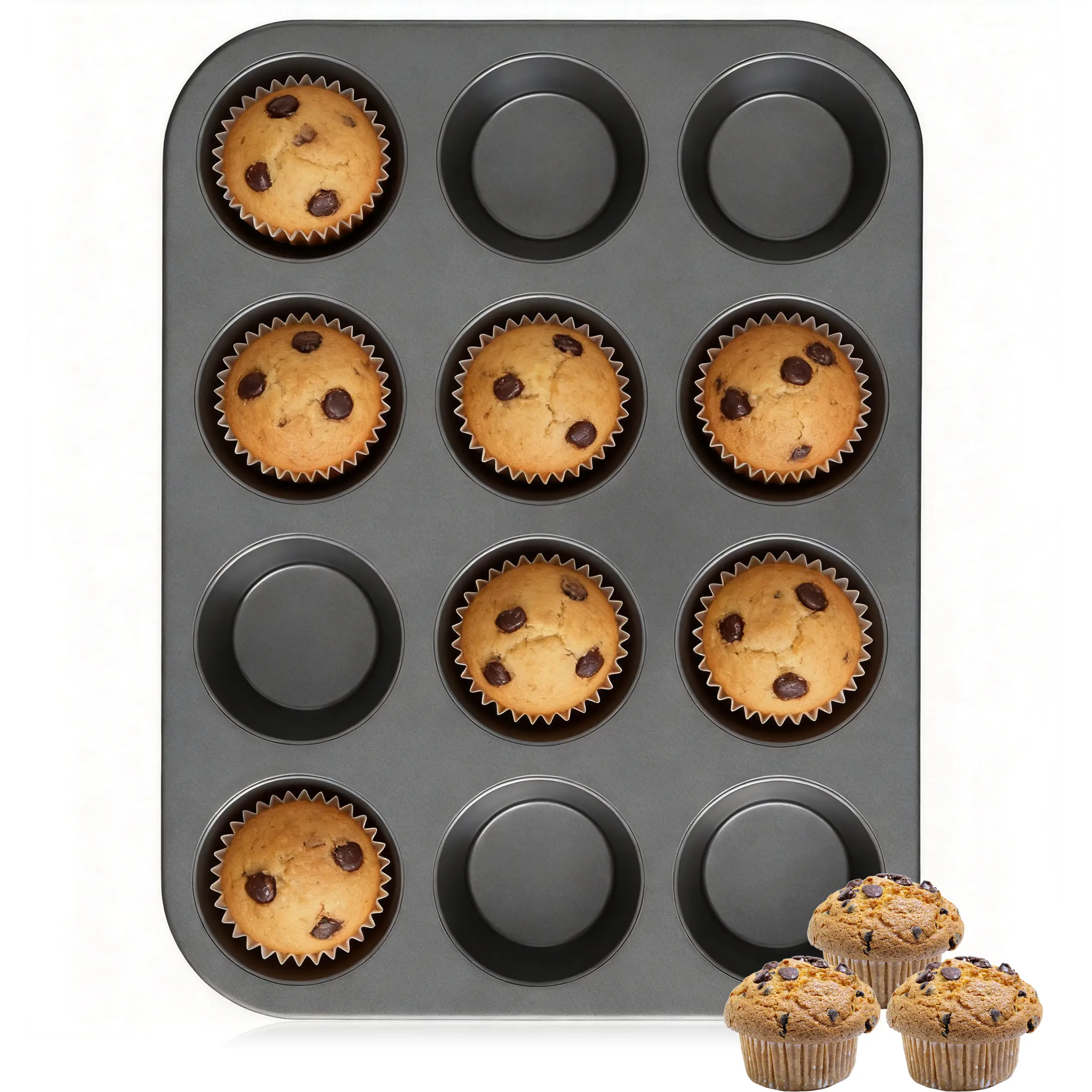 12-Cup Non-Stick Muffin Pan, Carbon Steel Mini Cupcake Pan – Suitable for Making Mini Muffins, Cupcakes, and Cookies ramekin collection