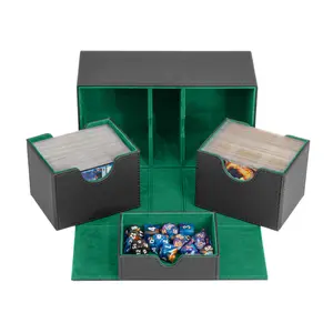 Lightweight Magnetic Card and Dice Organiser - Green Interior Sideloader 200 - Durable Double Deck Box with Dice Tray