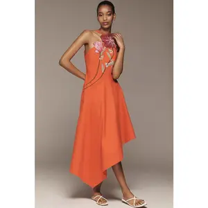 Yukiko Noritake x Anthropologie Asymmetric Floral Midi Dress SIZE 14