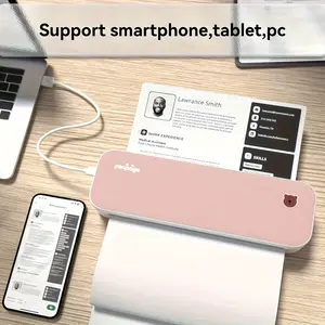 NEW-Portable Thermal Printer - Compact A4 Inkless Printer with 1 Roll of Thermal Paper - Supports 8.26"x11.69" Printing, Android and iOS Compatibility, Long-Lasting Folding Paper, and Document Transfer Capability