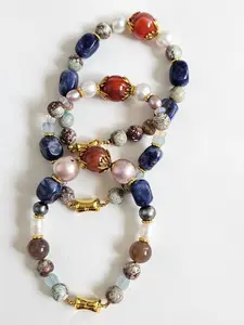 Handcrafted Freshwater Pearl & Gemstone Bracelet | Nanhong Agate, Turquoise, Lapis Lazuli, and Opal Accents