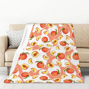 Peach Throw Blanket Super Soft Warm Bed Blankets for Couch Bedroom Sofa Office Car, All Season Cozy Flannel Plush Blanket for Girls Boys Adults