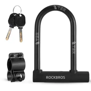 ROCKBROS Bicycle U-lock Steel Carbon Bike Lock Anti Theft w/ 2 keys Black Lock ROCKBROS Bicycle U-lock Steel Carbon Bike Lock Anti Theft w/ 2 keys Black Lock
