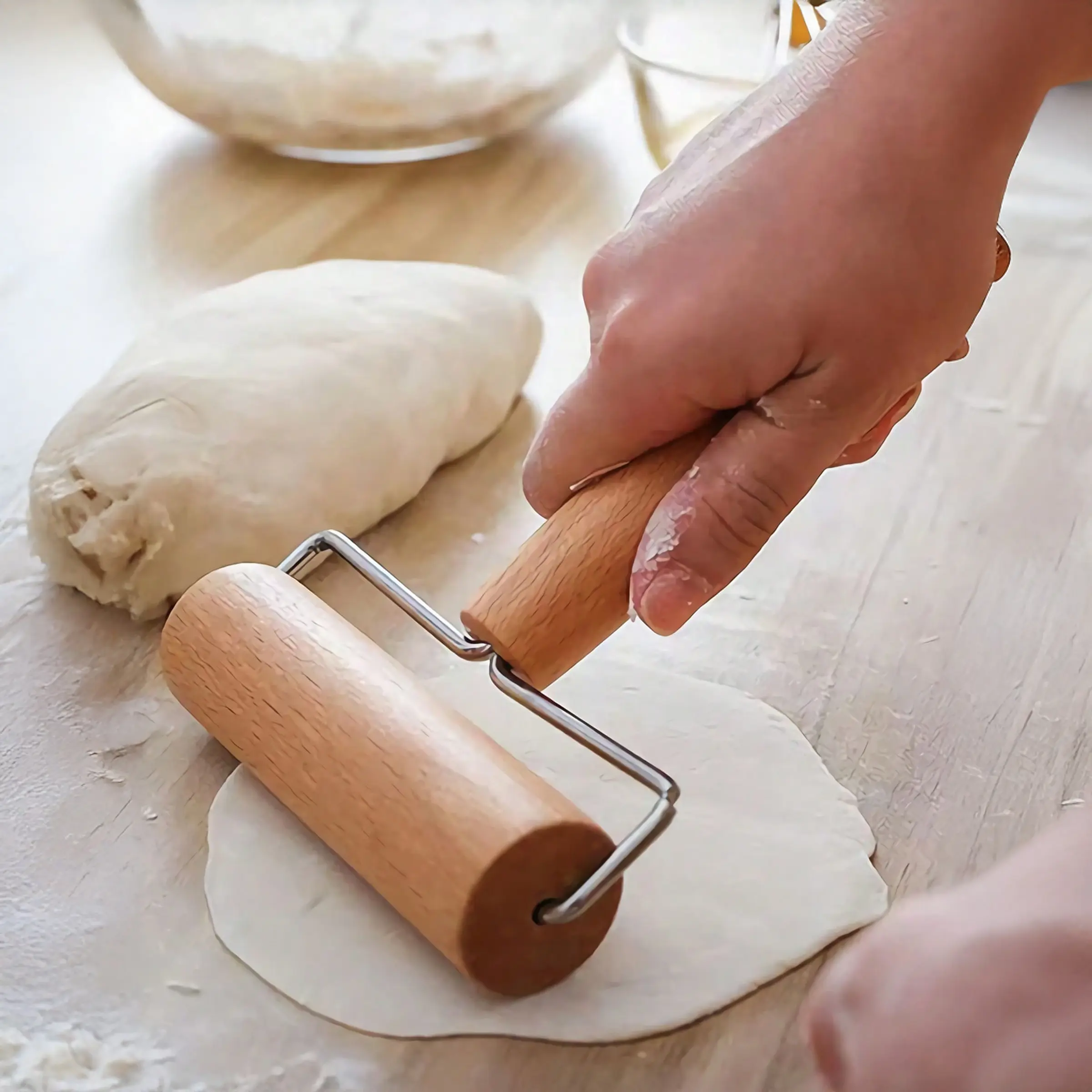 1pcs Beech Wooden Rolling Pin - Double Ended Roller, Rolling Pins for baking, Non-stick Dough Bread Cookies, Pizza, Pastries, Baker, Baking Cooking Tools, Baking Utensils, Baking Supplies