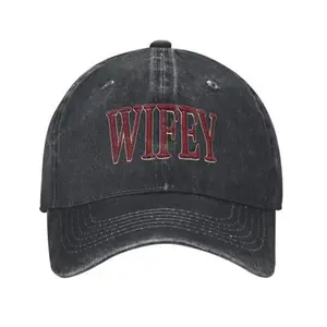 Wifey | Printed Adjustable Premium Washed Denim Hat