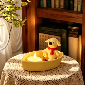 Dog-shaped Candle Holder with Aroma Diffuser Resin Craft Christmas Decoration Small Gift Present Festive Decorations whimsical home decor