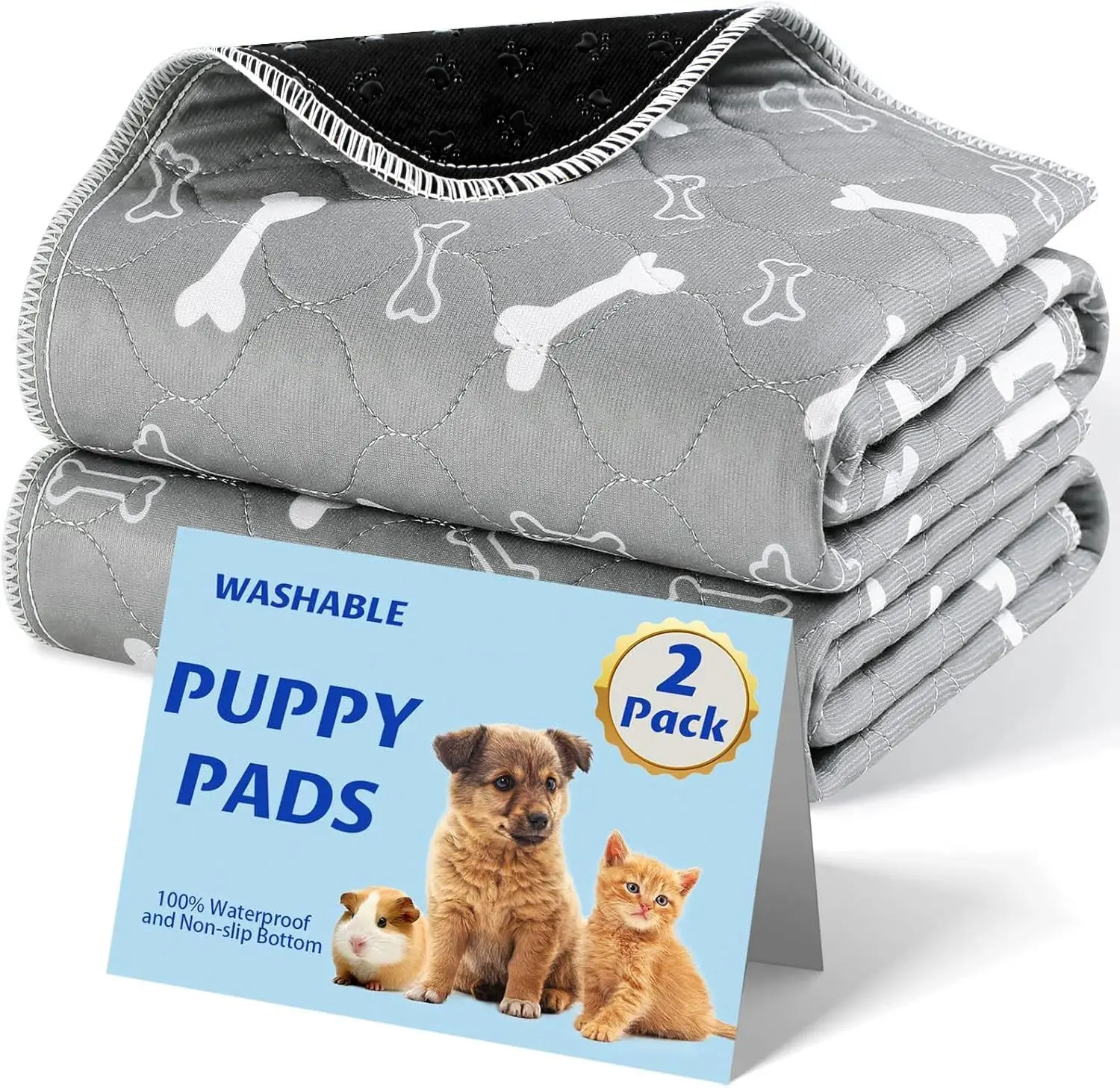 Puppy Pee Pads - 2-Pack Reusable, Washable Dog Training Mats, Super Absorbent, Waterproof, for Indoor Pet Potty Training