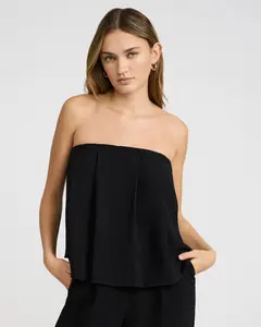 Express Signature Crepe Pleated Strapless Tube Top