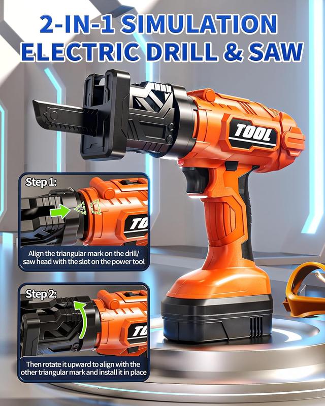 36Pcs Kids Tool Set, Toddler Tool Construction Toys with Belt & Electronic Drill for Boys Girls 3-5, Sturdy Tool Bag Suitable for Outdoor Use