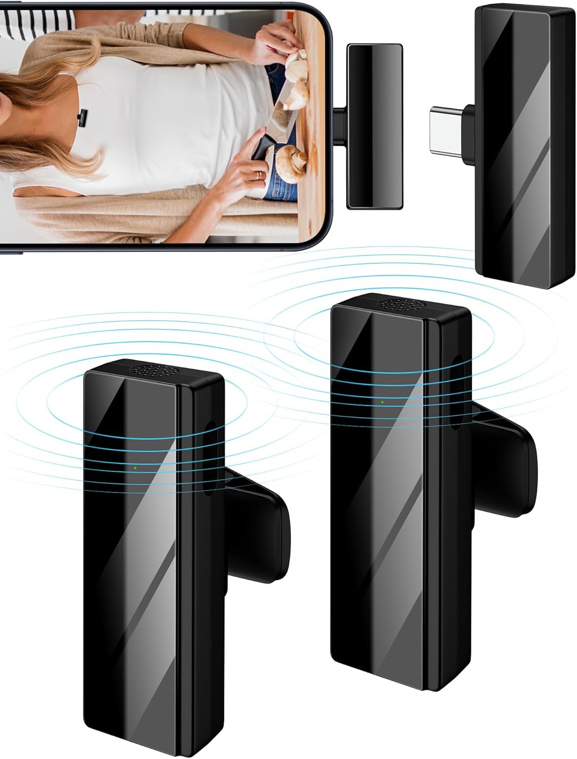 Mini Wireless Mic for iPhone & Android [Plug-Play] - Noise Reduction Lapel Microphone for TikTok, Zoom & Vlogging