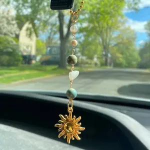 Vintage Crystal & Pearl Car Hanging Ornament - Elegant Car Interior Decor Pendant for Rearview Mirror