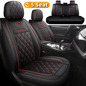 For 2009-2025 Ram Car Seat Covers Waterproof Wear-Resistant PU Leather Stain-Resistant Full Coverage 5 Seat Crown Embroidery All Seasons