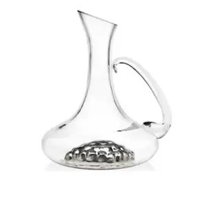 212 MAIN Handmade Vintage Crystal Carafe - Handblown Glass, Platinum Inlay & Base, Pour-Friendly, Crystal Clarity Kitchen Tea & Coffeeware Accessory