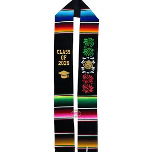 Black Floral Graduation Stole - IN STOCK, Elegant Design for Graduation Events