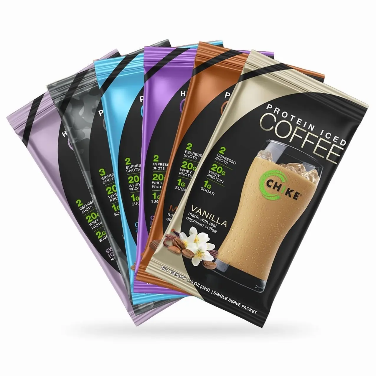 Chike High Protein Iced Coffee Sampler Pack, 20 G Protein, 2 Shots Espresso, 1 G Sugar, Keto Friendly and Gluten Free, 6 Single Serve Packets (packaging may vary)undefined