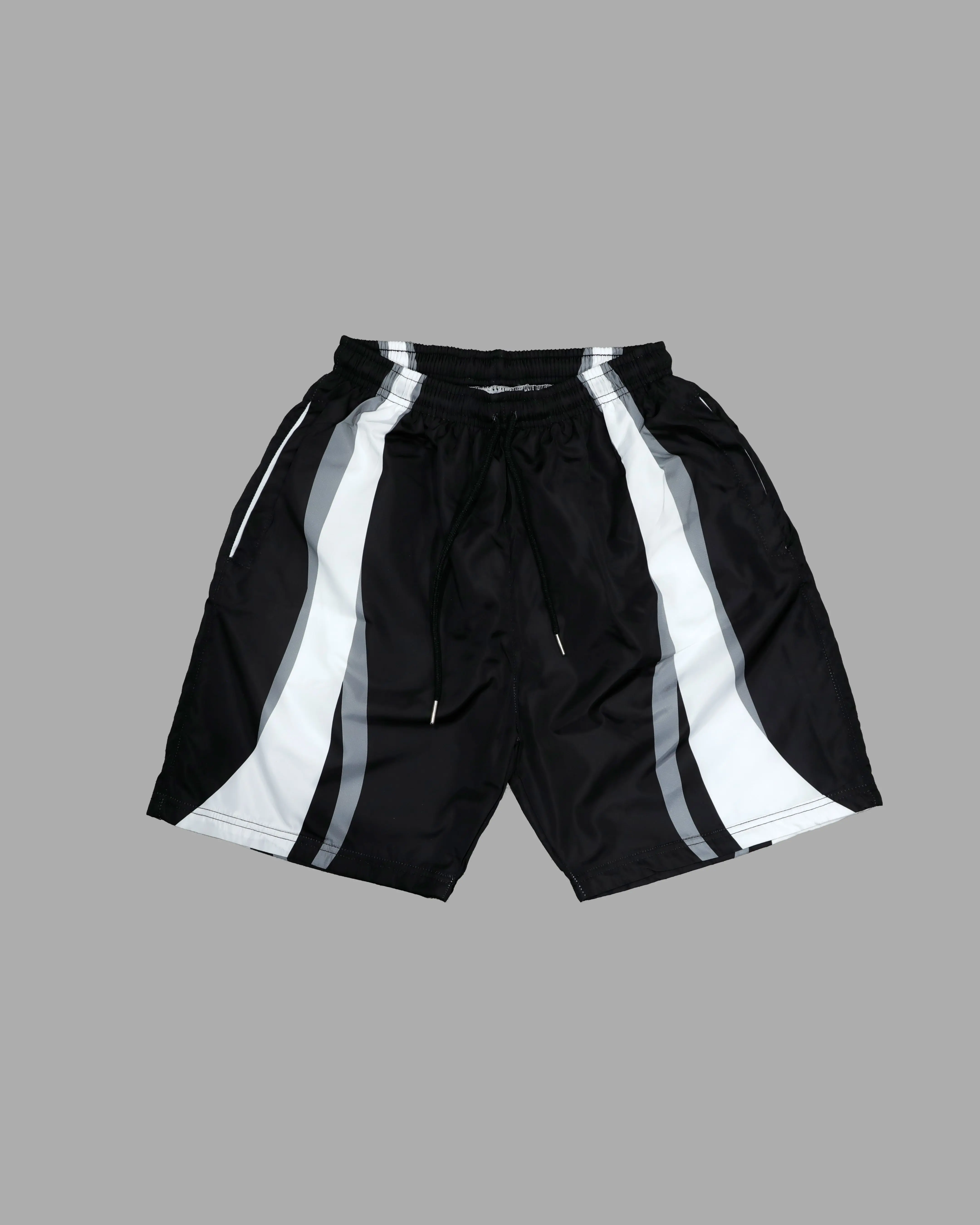 Black Colorblock Windbreaker Shorts
