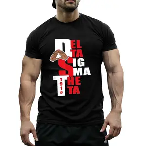 Delta Sigma Theta 1913 HBCU Men's T-Shirt - 100% Cotton Crew Neck, Short Sleeve, All-Season Knit Fabric, Casual Print Design with Applique Detail, Soft and Breathable for Casual Attire